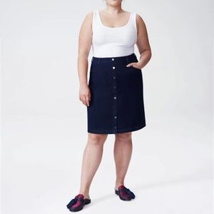 Universal Standard Ang Denim Button Down Skirt Blue S/14/16